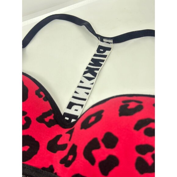 Victoria’s Secret PINK Cool & Comfy Wireless Bralette – Neon Red Leopard , XS/XP - Picture 4 of 6
